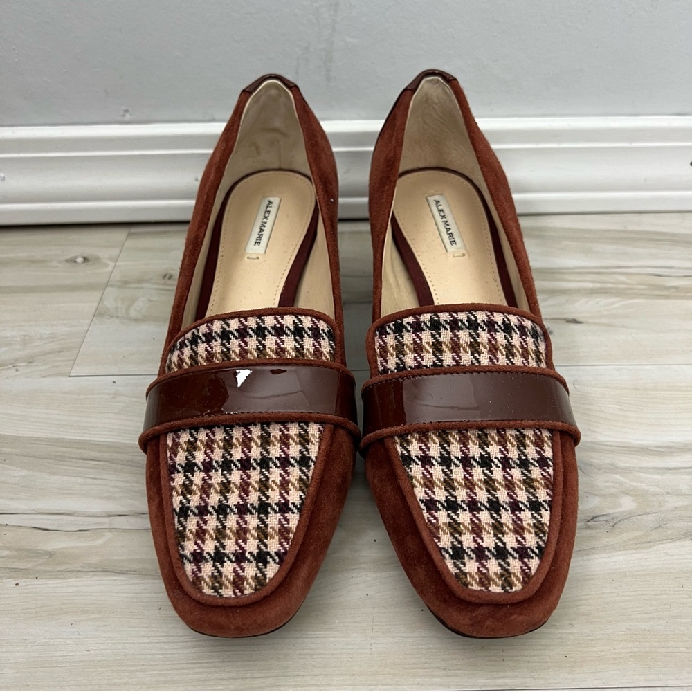 Alex Marie Leather Suede Houndstooth Loafers